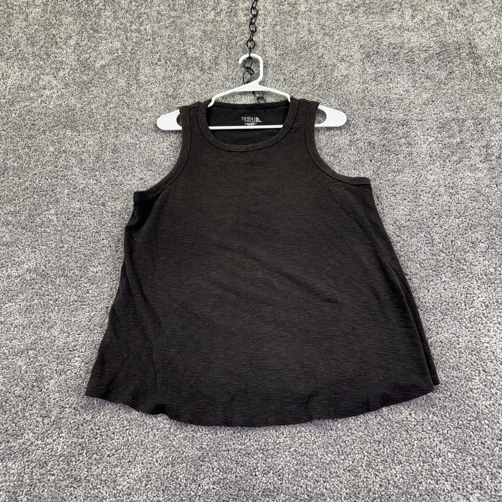Time And Tru Tank Top Womens XL Black Brown Scoop Neck Stretch Jersey Summer